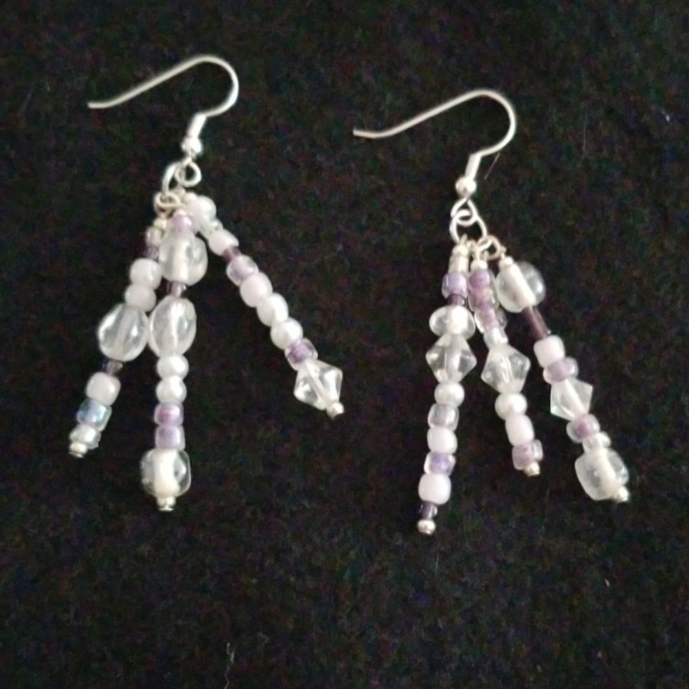Purple & Clear Swarski Glass earrings